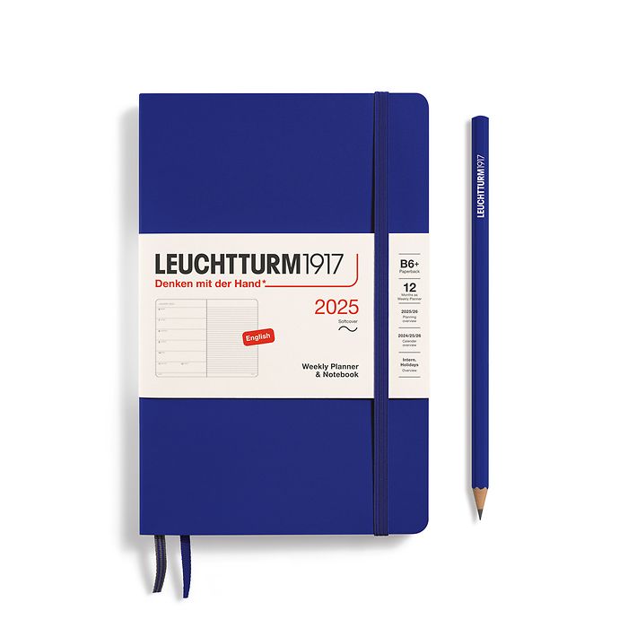 Leuchtturm1917 Softcover Weekly Planner and Notebook 2025 - 12 Month - English Paperback B6+