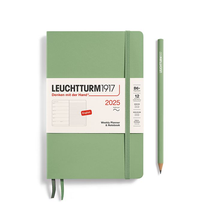 Leuchtturm1917 Softcover Weekly Planner and Notebook 2025 - 12 Month - English Paperback B6+