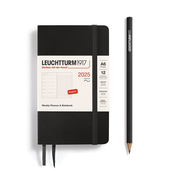 Leuchtturm1917 Weekly Planner and Notebook 2025 - 12 Month - English Pocket A6