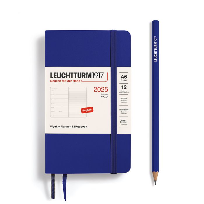 Leuchtturm1917 Weekly Planner and Notebook 2025 - 12 Month - English Pocket A6