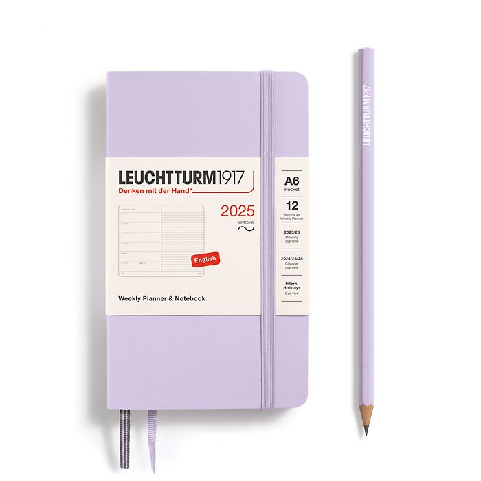 Leuchtturm1917 Weekly Planner and Notebook 2025 - 12 Month - English Pocket A6