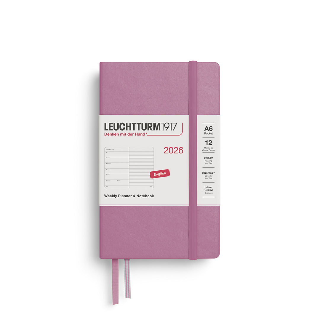 Leuchtturm1917 A6 Weekly Planner & Notebook Pocket 2026 - Dusty Rose