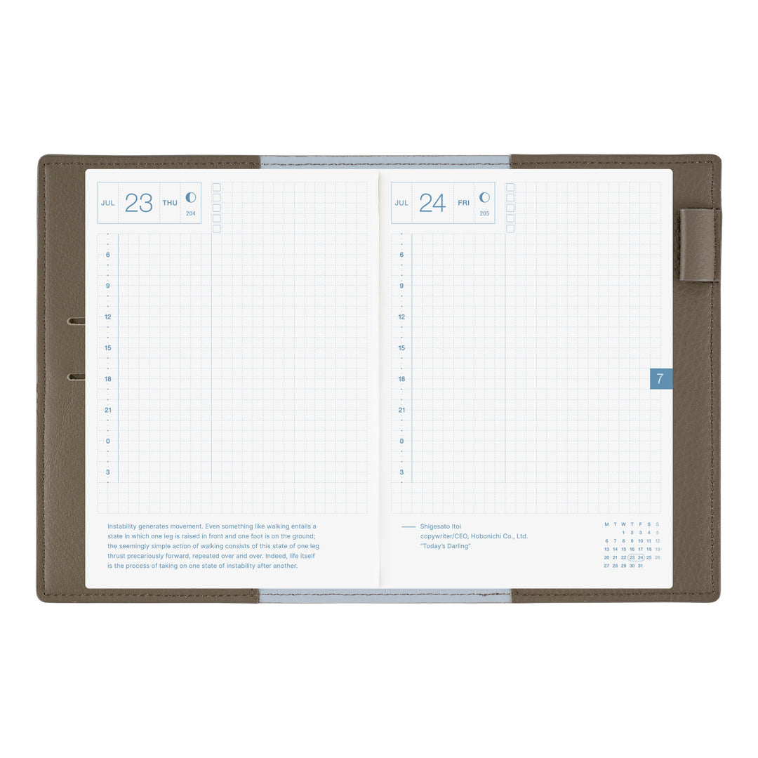 Hobonichi A6 Cover Leather- Taut (Grey & Light Blue)