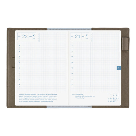 Hobonichi A6 Cover Leather- Taut (Grey & Light Blue)