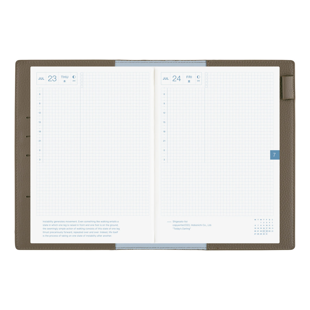 Hobonichi A5 Cover Leather- Taut (Grey & Light Blue)
