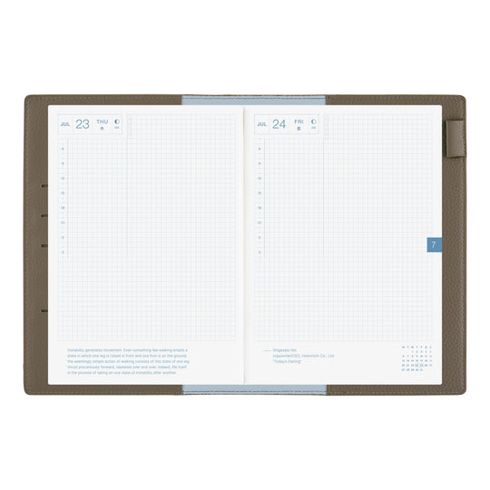 Hobonichi A5 Cover Leather- Taut (Grey & Light Blue)