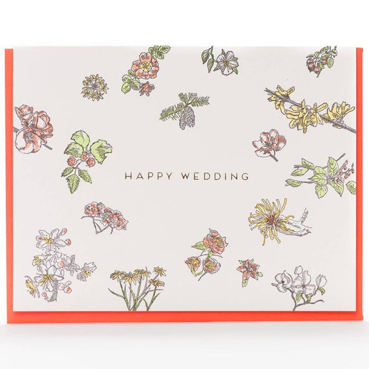 Happy Wedding Floral Card: Single Card