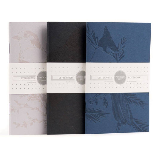 Monochromatic Birds - Pocket size Set of 3 Notebook: Dot Pages