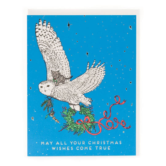 Holiday Owl and Kitty Card: Single Card