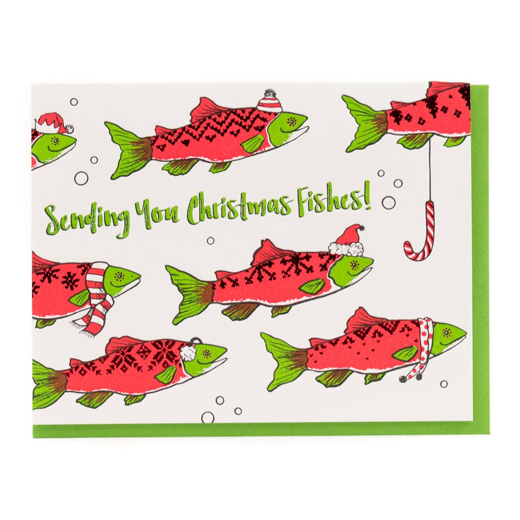 Christmas Fishes Card: Single Card