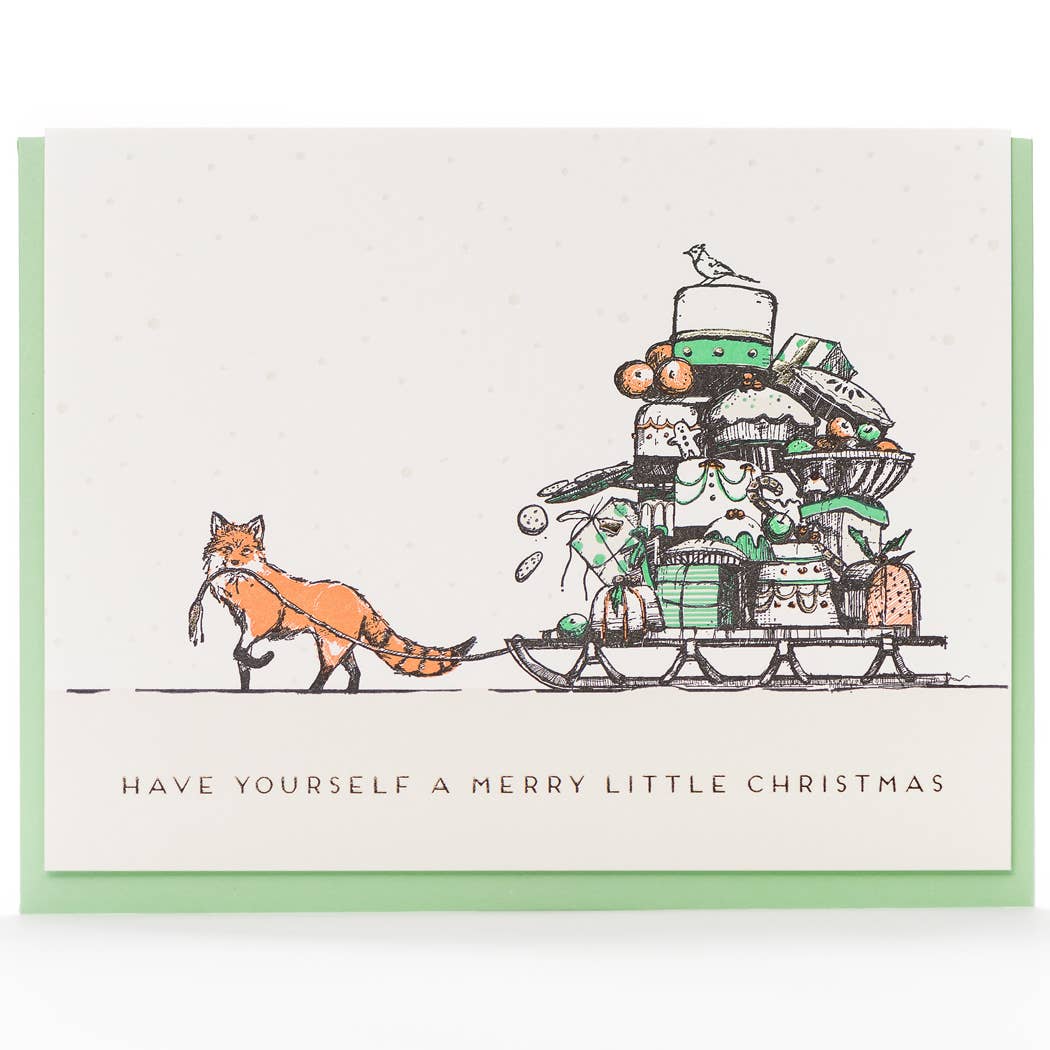 Merry Little Christmas Fox Card: Single Card
